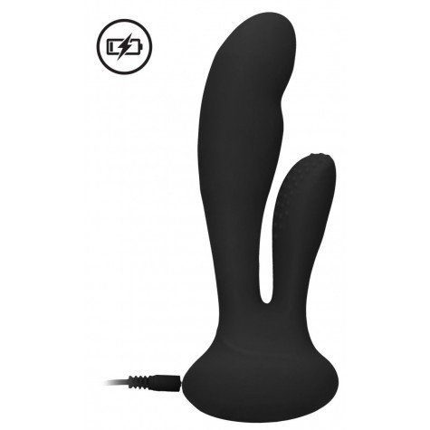 Черный вибратор G-Spot and Clitoral Vibrator Flair - 17,5 см.